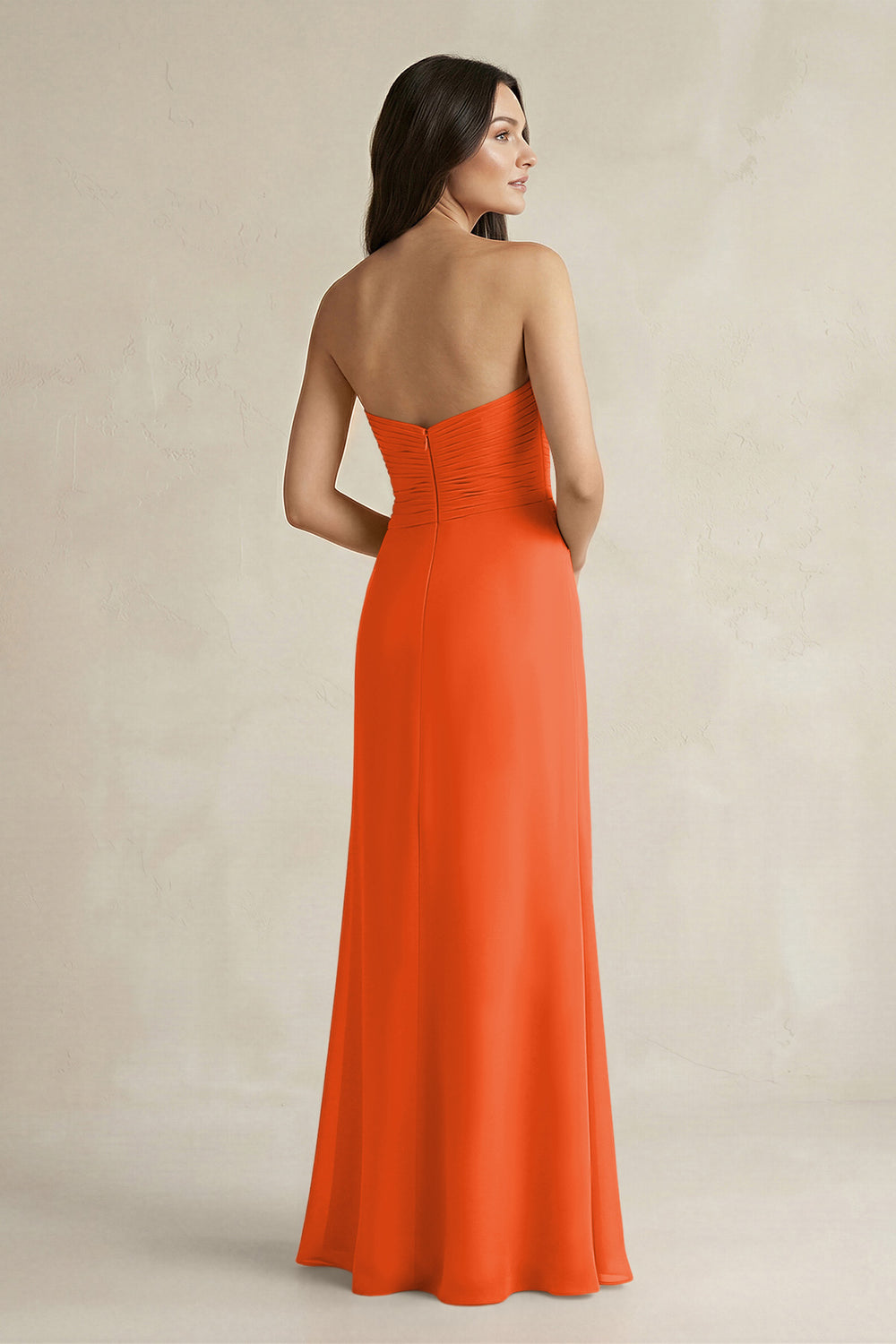 Sweetheart Chiffon Pleated Sheath Bridesmaid Dress in Cinnamon