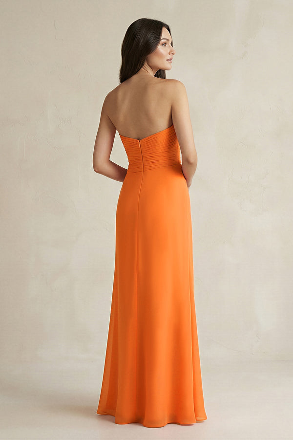 Sweetheart Chiffon Pleated Sheath Bridesmaid Dress in Cinnamon - SHE IS ME Bridesmaid Dresses