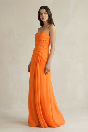 Sweetheart Chiffon Pleated Sheath Bridesmaid Dress in Cinnamon - SHE IS ME Bridesmaid Dresses
