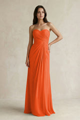 Sweetheart Chiffon Pleated Sheath Bridesmaid Dress in Cinnamon | KISSBRIDAL