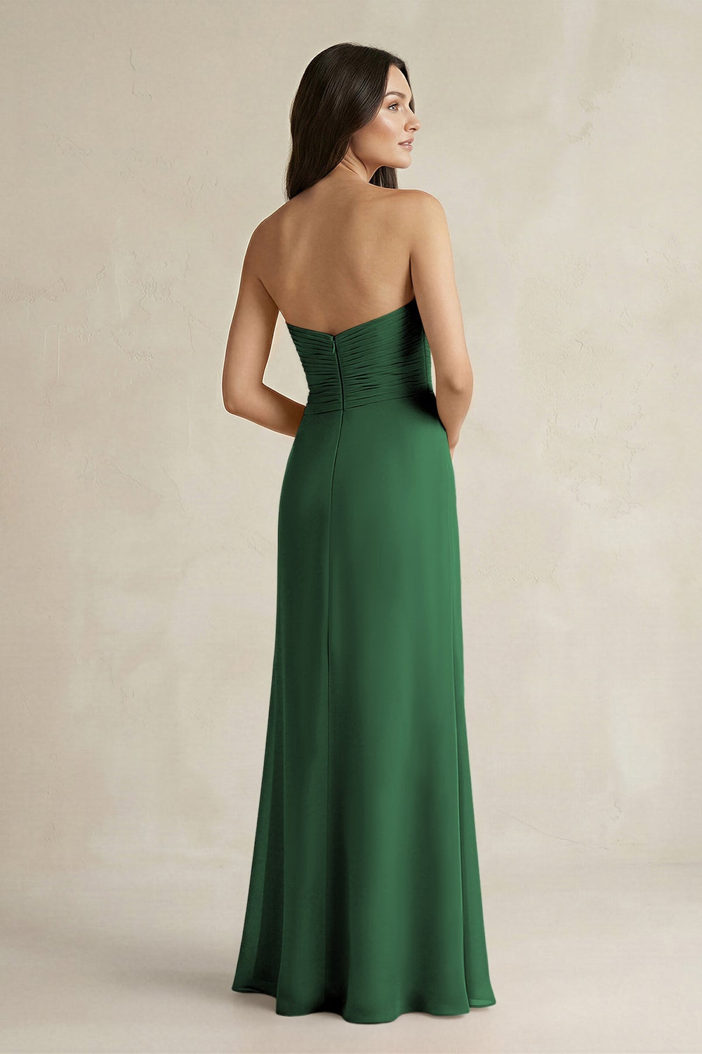 Sweetheart Chiffon Pleated Sheath Bridesmaid Dress in Dark Green - KISS BRIDAL Bridesmaid Dresses