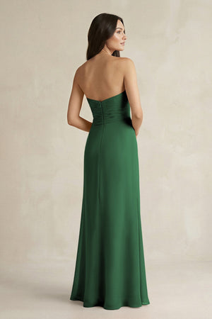 Sweetheart Chiffon Pleated Sheath Bridesmaid Dress in Dark Green - SHE IS ME Bridesmaid Dresses