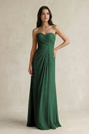 Sweetheart Chiffon Pleated Sheath Bridesmaid Dress  in Dark Green | KISSBRIDAL