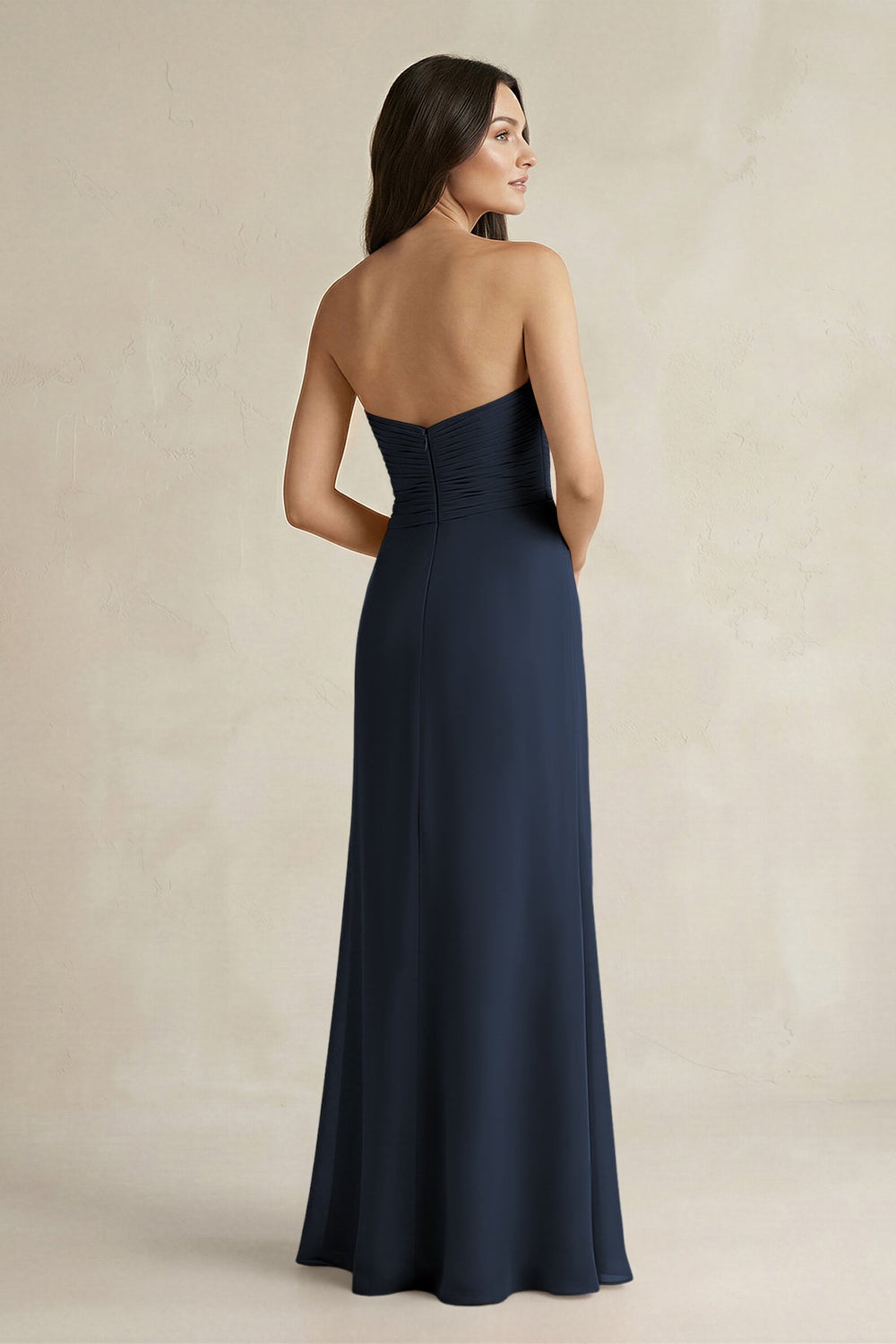 Sweetheart Chiffon Pleated Sheath Bridesmaid Dress in Dark Navy - KISS BRIDAL Bridesmaid Dresses