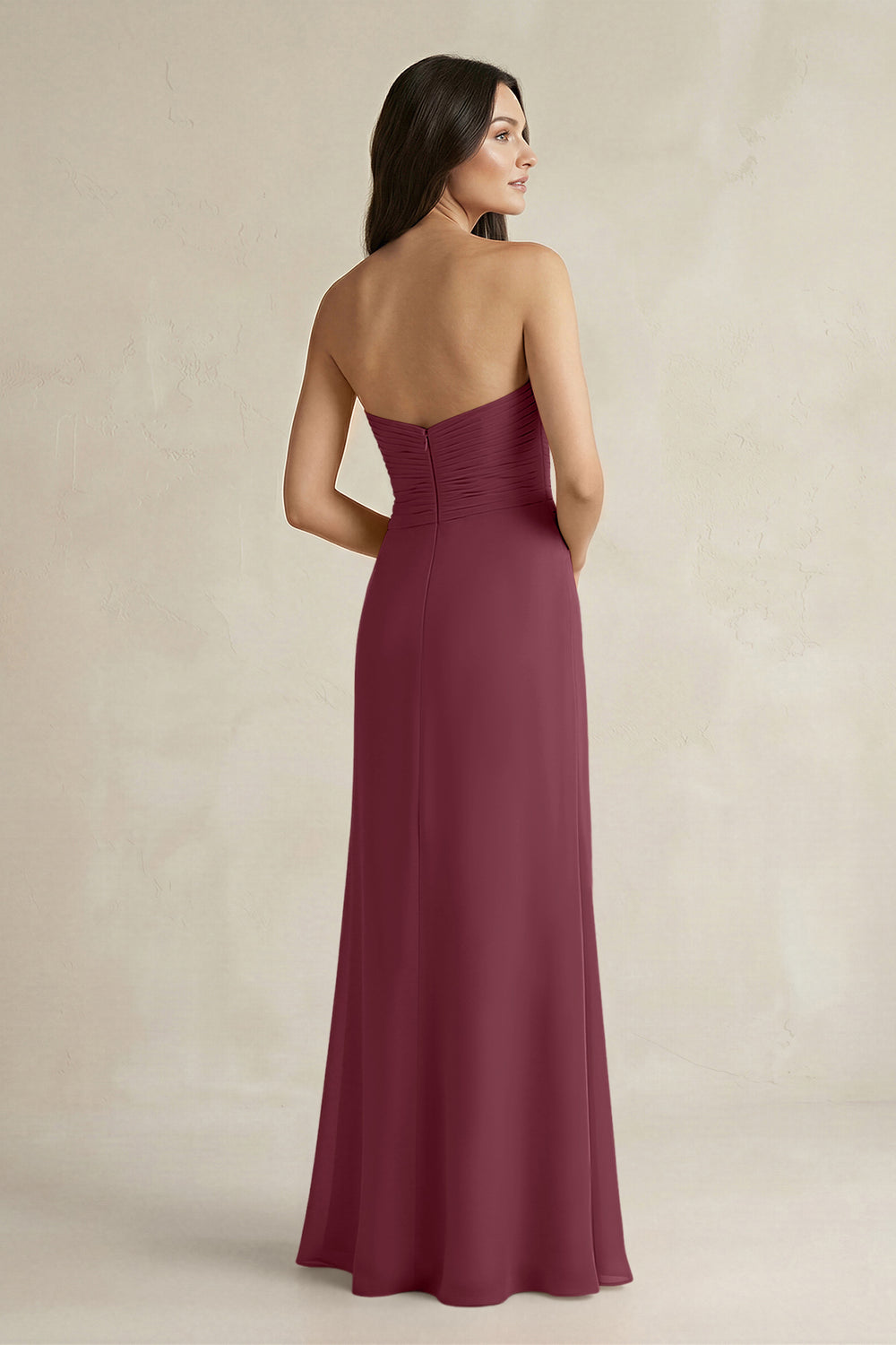 Sweetheart Chiffon Pleated Sheath Bridesmaid Dress  in Desert Rose