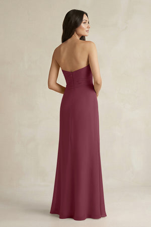 Sweetheart Chiffon Pleated Sheath Bridesmaid Dress  in Desert Rose (2) | KISSBRIDAL