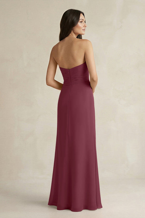 Sweetheart Chiffon Pleated Sheath Bridesmaid Dress  in Desert Rose (2) | KISSBRIDAL