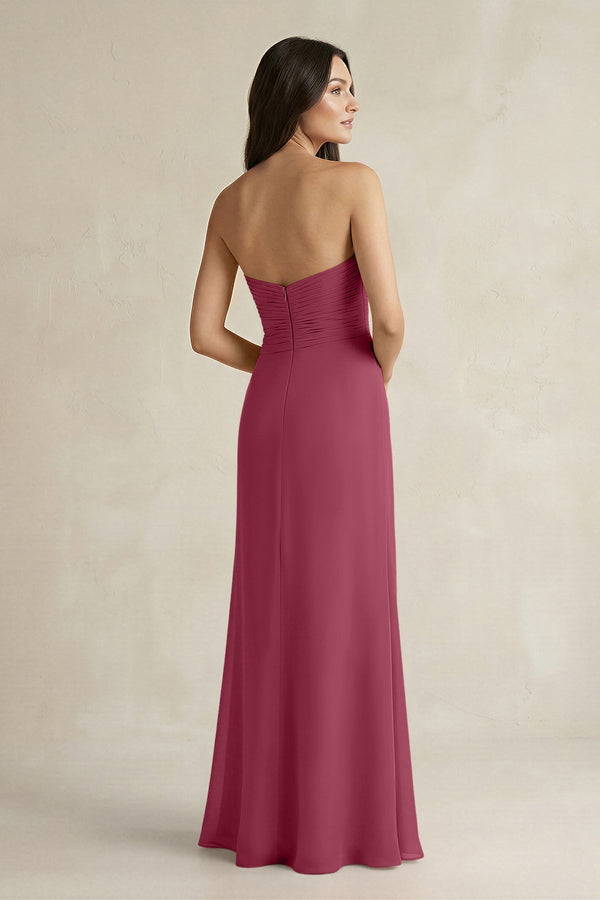 Sweetheart Chiffon Pleated Sheath Bridesmaid Dress in Desert Rose - SHE IS ME Bridesmaid Dresses
