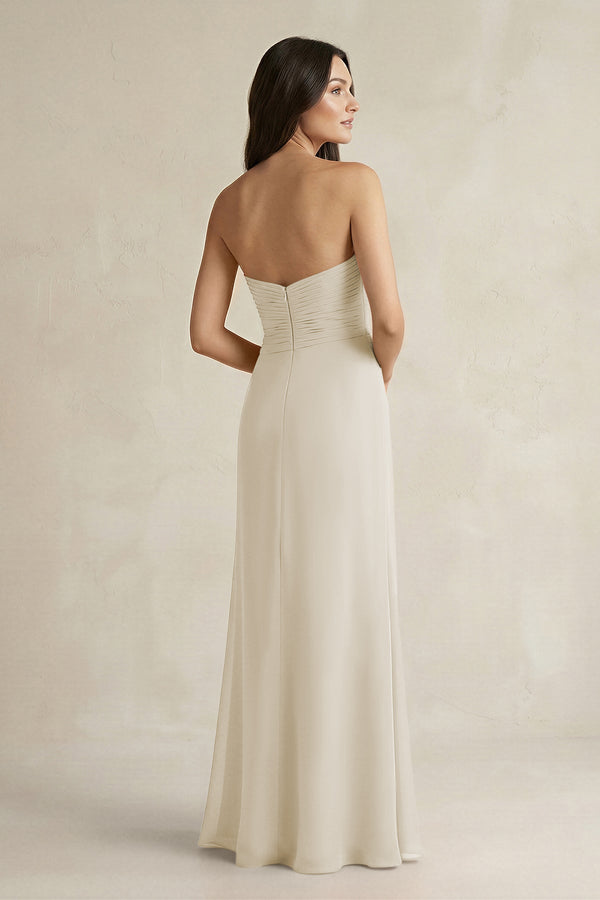 Sweetheart Chiffon Pleated Sheath Bridesmaid Dress in Dove Gray - SHE IS ME Bridesmaid Dresses