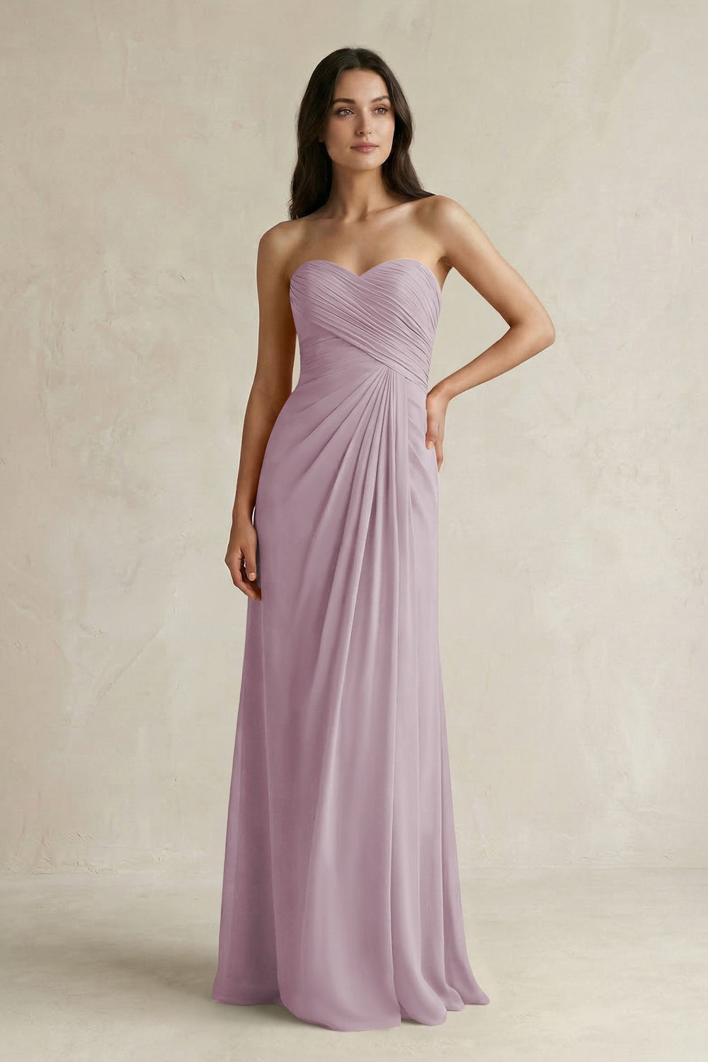 Sweetheart Chiffon Pleated Sheath Bridesmaid Dress in Dusk - KISS BRIDAL Bridesmaid Dresses