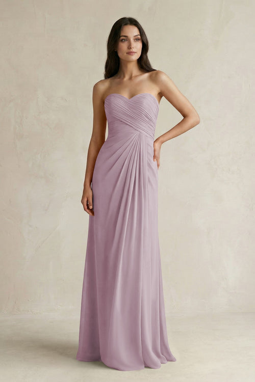 Sweetheart Chiffon Pleated Sheath Bridesmaid Dress in Dusk - SHE IS ME Bridesmaid Dresses