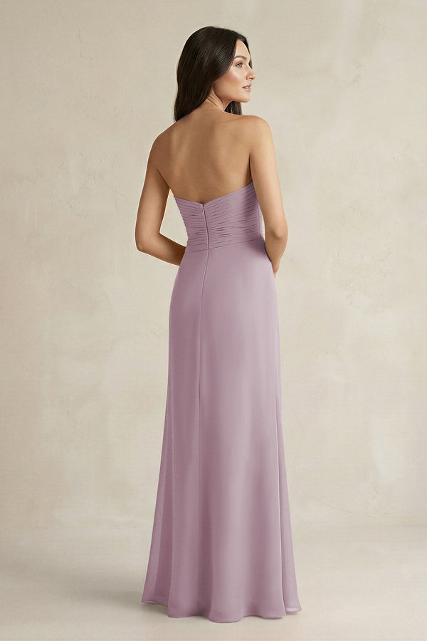 Sweetheart Chiffon Pleated Sheath Bridesmaid Dress in Dusk - SHE IS ME Bridesmaid Dresses