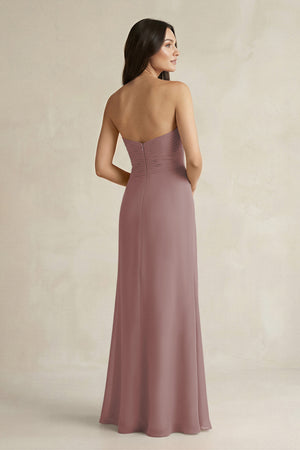 Sweetheart Chiffon Pleated Sheath Bridesmaid Dress  in Dusty Rose (2) | KISSBRIDAL