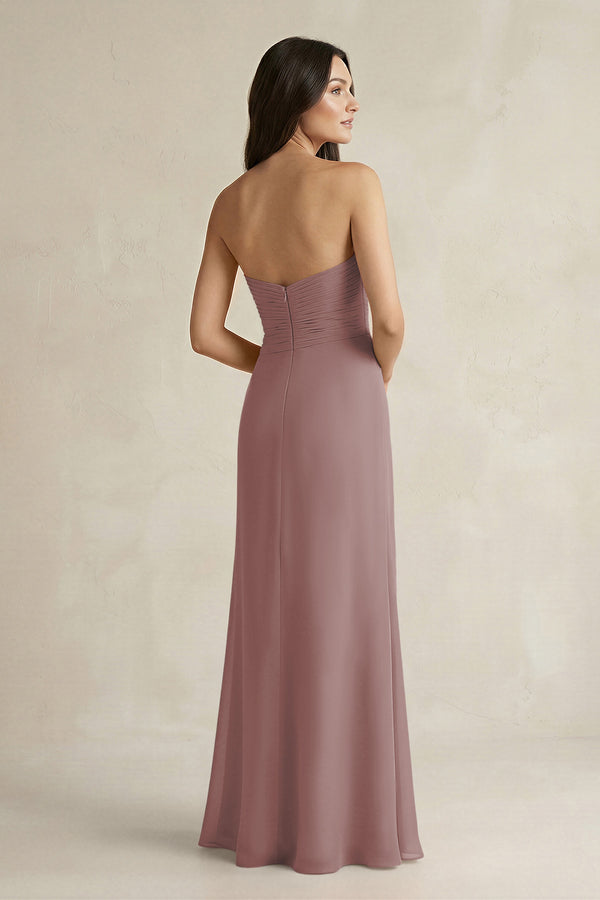 Sweetheart Chiffon Pleated Sheath Bridesmaid Dress  in Dusty Rose (2) | KISSBRIDAL