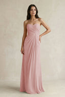 Sweetheart Chiffon Pleated Sheath Bridesmaid Dress in Dusty Rose - SHE IS ME Bridesmaid Dresses