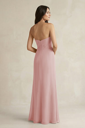 Sweetheart Chiffon Pleated Sheath Bridesmaid Dress in Dusty Rose - SHE IS ME Bridesmaid Dresses