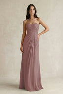 Sweetheart Chiffon Pleated Sheath Bridesmaid Dress  in Dusty Rose | KISSBRIDAL