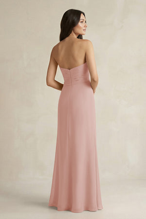 Sweetheart Chiffon Pleated Sheath Bridesmaid Dress  in English Rose (2) | KISSBRIDAL