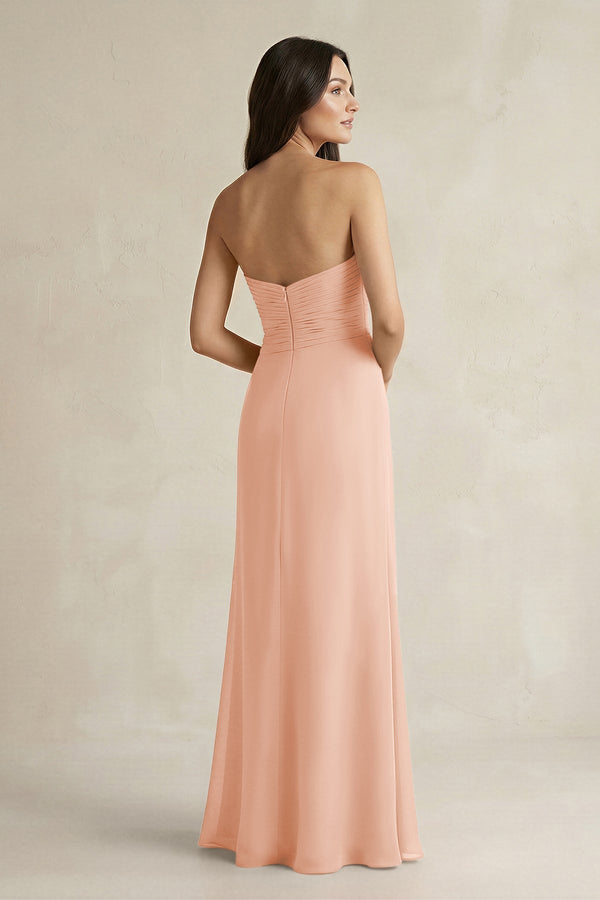 Sweetheart Chiffon Pleated Sheath Bridesmaid Dress in English Rose - SHE IS ME Bridesmaid Dresses