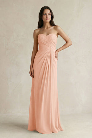Sweetheart Chiffon Pleated Sheath Bridesmaid Dress in English Rose - SHE IS ME Bridesmaid Dresses