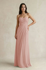 Sweetheart Chiffon Pleated Sheath Bridesmaid Dress  in English Rose | KISSBRIDAL