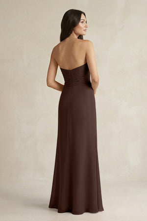 Sweetheart Chiffon Pleated Sheath Bridesmaid Dress in Espresso - SHE IS ME Bridesmaid Dresses