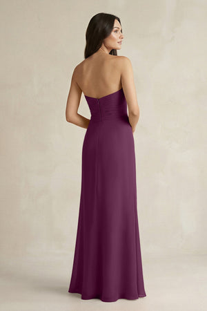 Sweetheart Chiffon Pleated Sheath Bridesmaid Dress in Fig - SHE IS ME Bridesmaid Dresses