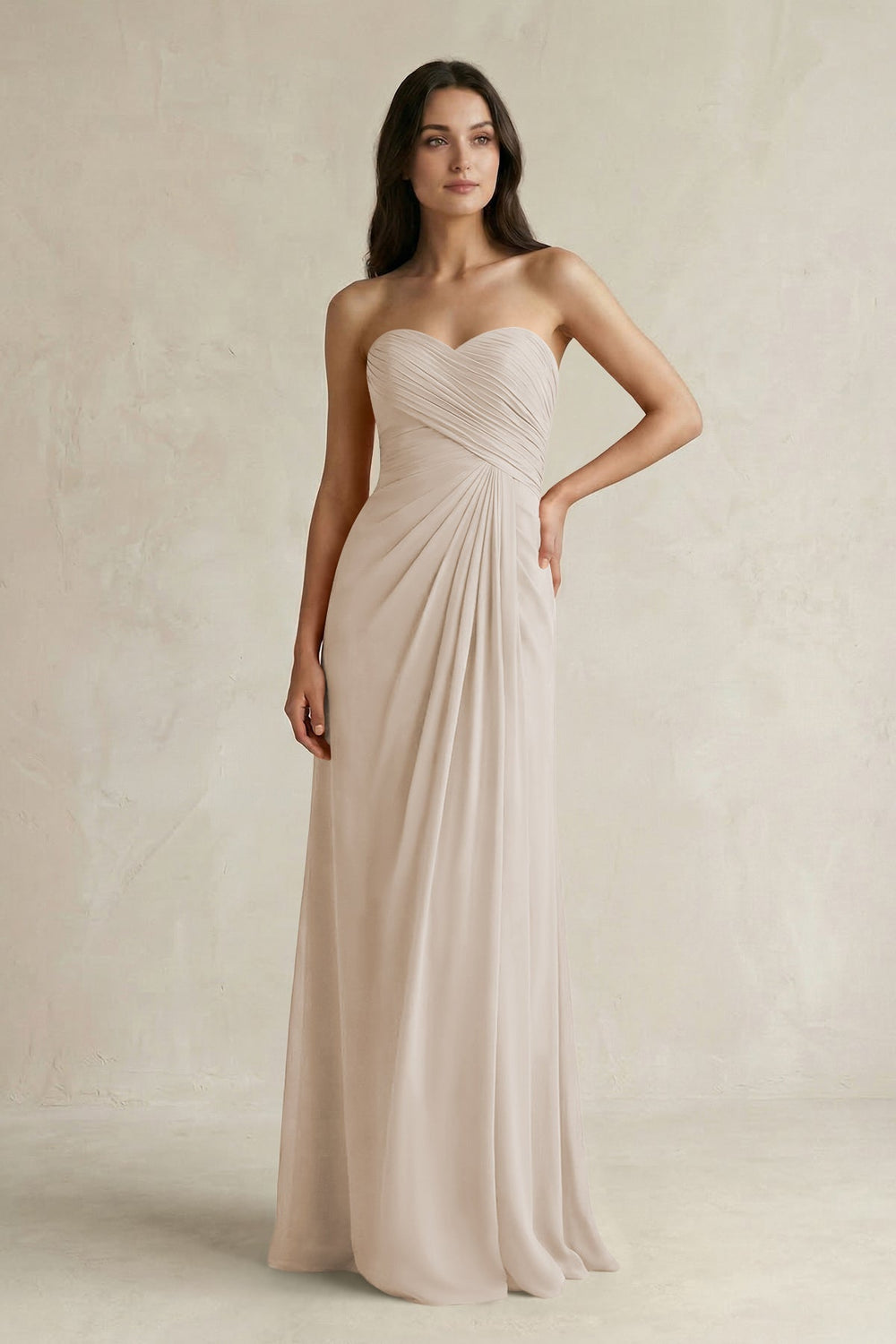 Sweetheart Chiffon Pleated Sheath Bridesmaid Dress in Frost - KISS BRIDAL Bridesmaid Dresses