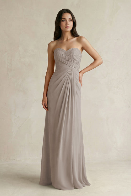 Sweetheart Chiffon Pleated Sheath Bridesmaid Dress  in Frost | KISSBRIDAL