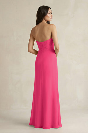 Sweetheart Chiffon Pleated Sheath Bridesmaid Dress  in Fuchsia (2) | KISSBRIDAL