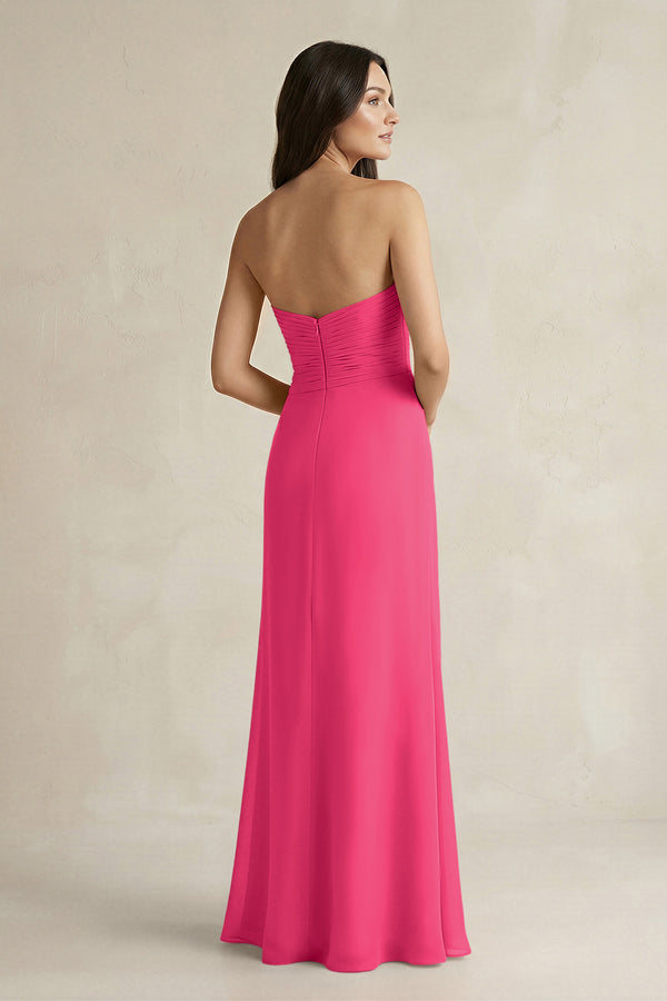 Sweetheart Chiffon Pleated Sheath Bridesmaid Dress  in Fuchsia (2) | KISSBRIDAL