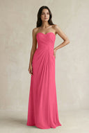 Sweetheart Chiffon Pleated Sheath Bridesmaid Dress in Fuchsia - SHE IS ME Bridesmaid Dresses