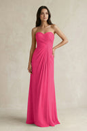 Sweetheart Chiffon Pleated Sheath Bridesmaid Dress  in Fuchsia | KISSBRIDAL
