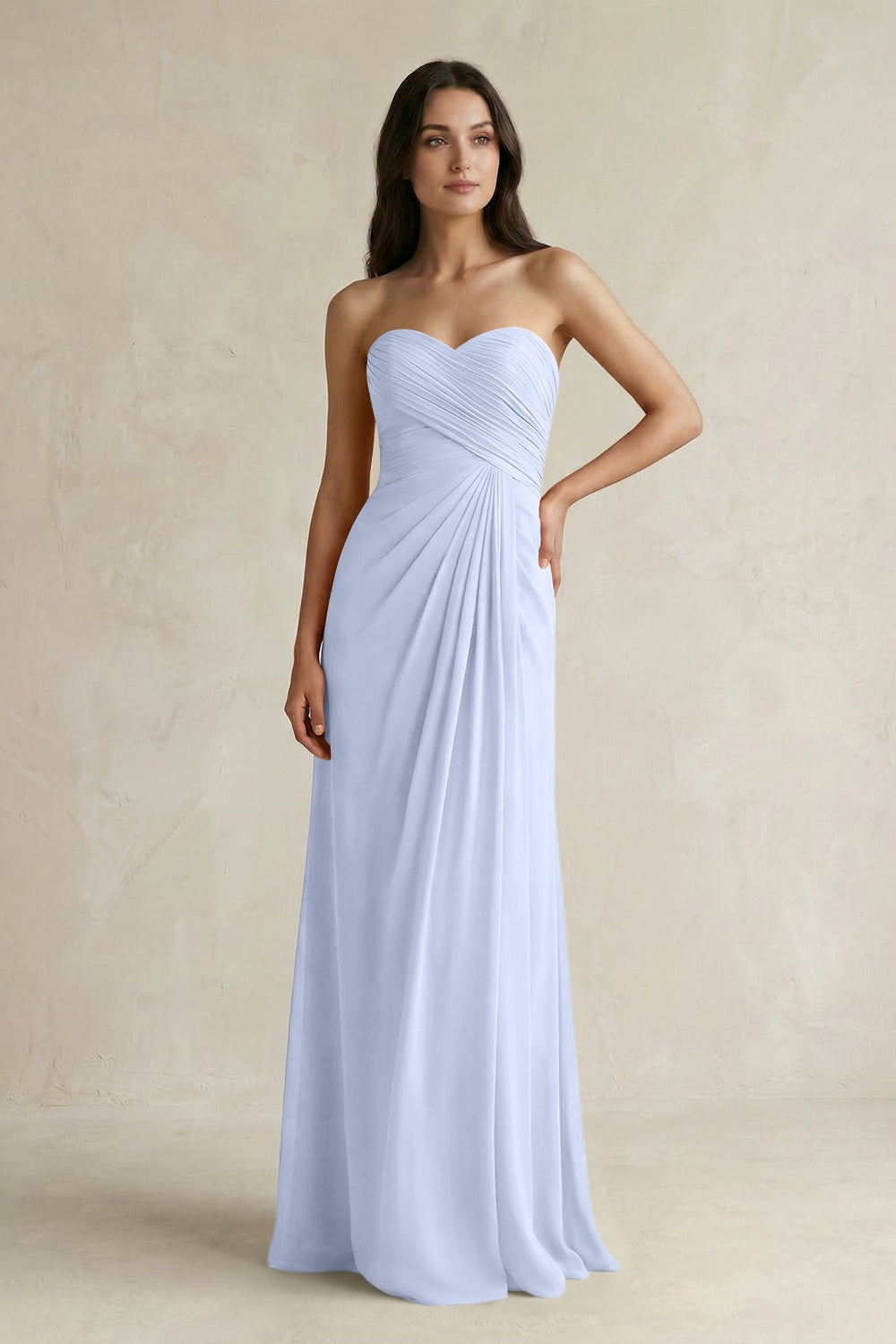 Sweetheart Chiffon Pleated Sheath Bridesmaid Dress in Ice - KISS BRIDAL Bridesmaid Dresses