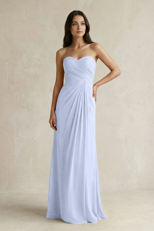 Sweetheart Chiffon Pleated Sheath Bridesmaid Dress in Ice - SHE IS ME Bridesmaid Dresses