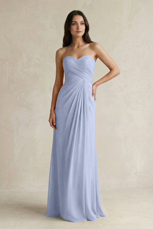 Sweetheart Chiffon Pleated Sheath Bridesmaid Dress  in Ice | KISSBRIDAL