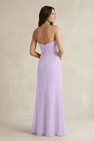 Sweetheart Chiffon Pleated Sheath Bridesmaid Dress in Lavender - SHE IS ME Bridesmaid Dresses
