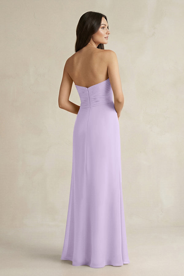 Sweetheart Chiffon Pleated Sheath Bridesmaid Dress in Lavender - SHE IS ME Bridesmaid Dresses