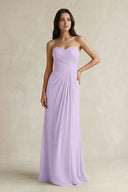 Sweetheart Chiffon Pleated Sheath Bridesmaid Dress in Lavender - SHE IS ME Bridesmaid Dresses