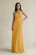 Sweetheart Chiffon Pleated Sheath Bridesmaid Dress in Marigold - SHE IS ME Bridesmaid Dresses