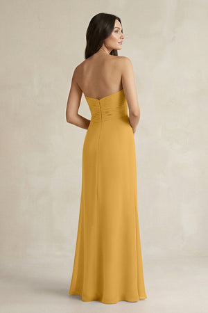 Sweetheart Chiffon Pleated Sheath Bridesmaid Dress in Marigold - SHE IS ME Bridesmaid Dresses