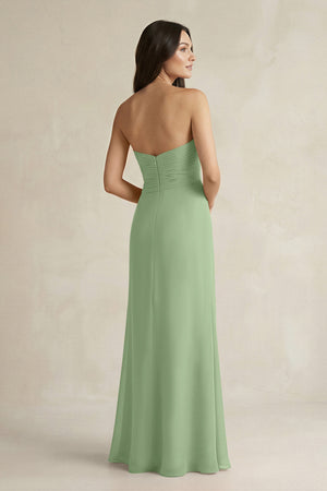 Sweetheart Chiffon Pleated Sheath Bridesmaid Dress  in Matcha (2) | KISSBRIDAL