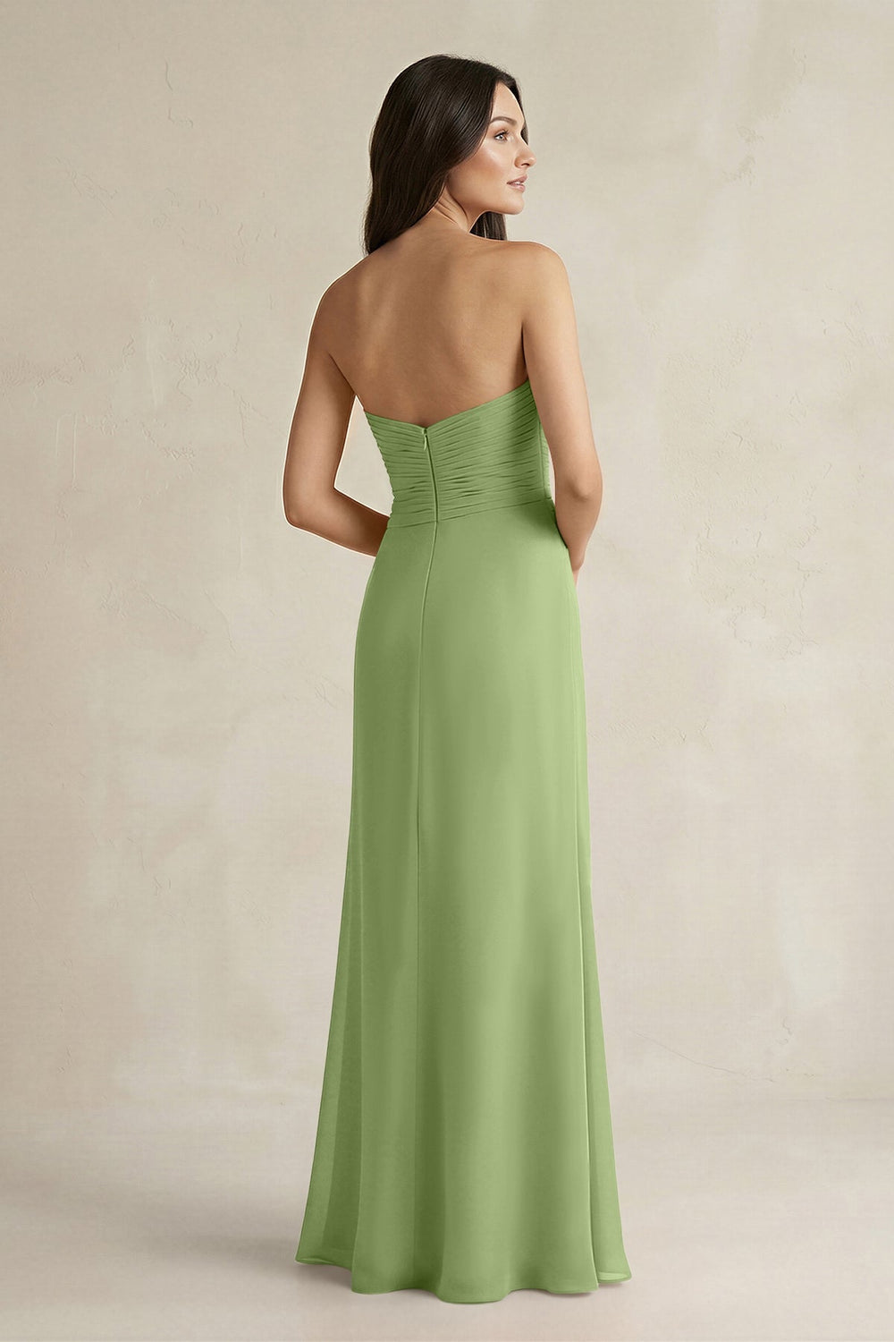 Sweetheart Chiffon Pleated Sheath Bridesmaid Dress in Matcha - KISS BRIDAL Bridesmaid Dresses