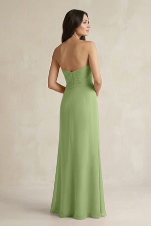 Sweetheart Chiffon Pleated Sheath Bridesmaid Dress in Matcha - SHE IS ME Bridesmaid Dresses