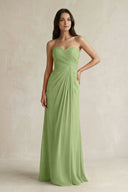 Sweetheart Chiffon Pleated Sheath Bridesmaid Dress in Matcha - SHE IS ME Bridesmaid Dresses