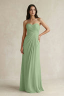 Sweetheart Chiffon Pleated Sheath Bridesmaid Dress  in Matcha | KISSBRIDAL
