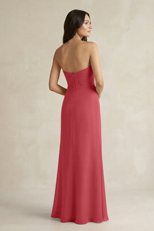 Sweetheart Chiffon Pleated Sheath Bridesmaid Dress in Merlot - SHE IS ME Bridesmaid Dresses