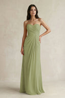 Sweetheart Chiffon Pleated Sheath Bridesmaid Dress in Moss Green - SHE IS ME Bridesmaid Dresses