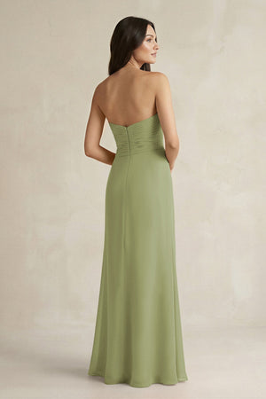 Sweetheart Chiffon Pleated Sheath Bridesmaid Dress in Moss Green - SHE IS ME Bridesmaid Dresses