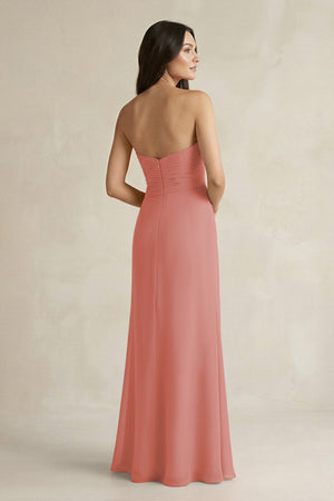 Sweetheart Chiffon Pleated Sheath Bridesmaid Dress  in Mulberry (2) | KISSBRIDAL